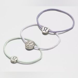 Lululemon Athletica Logo Hair Ties - Green, Gray, Purple, New